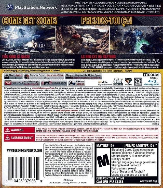 Duke Nukem Forever - back