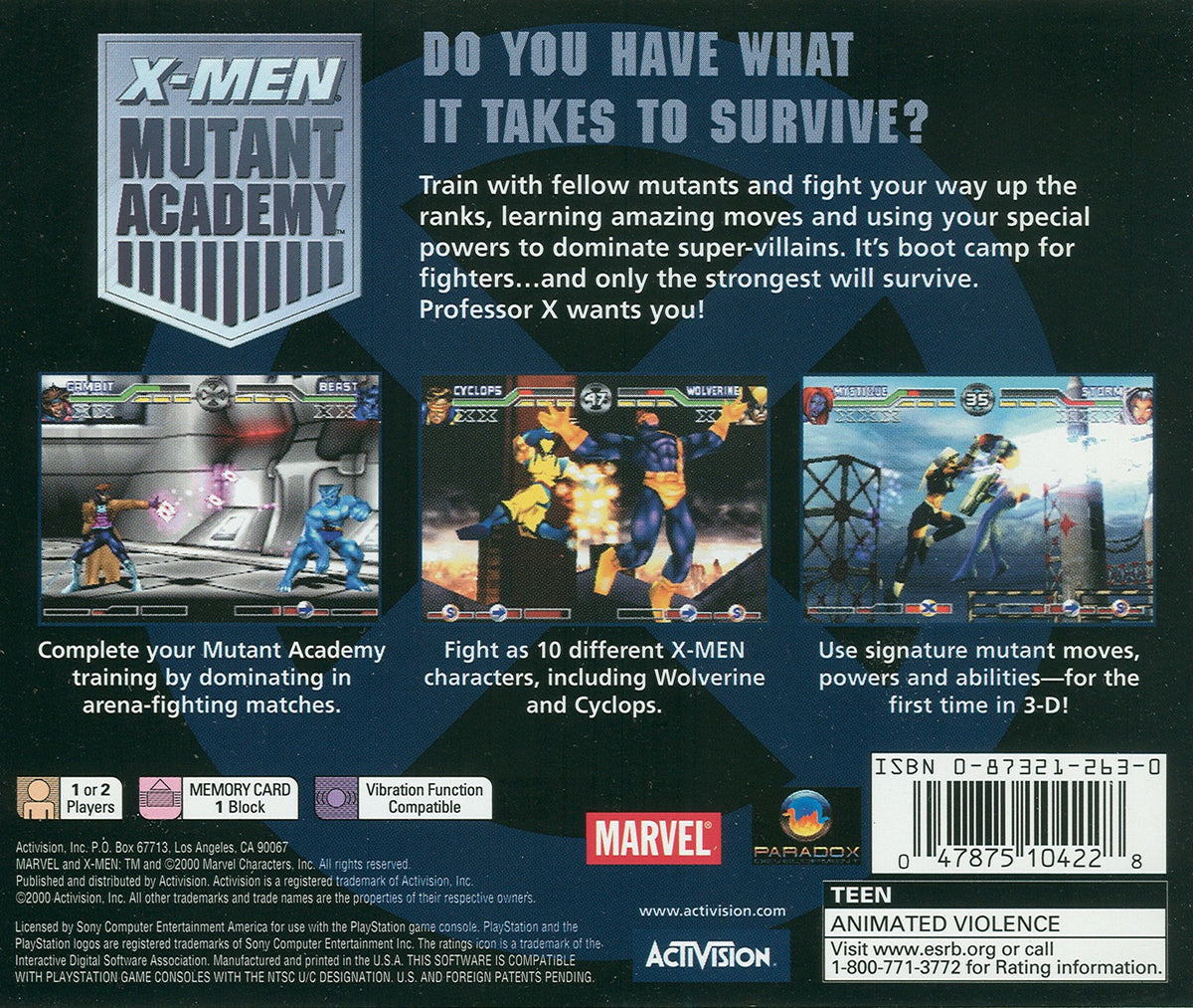 X-men Mutant Academy - back