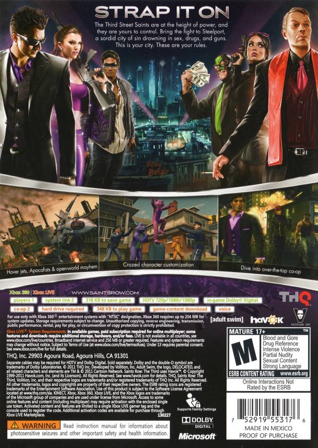 Saints Row: The Third - back