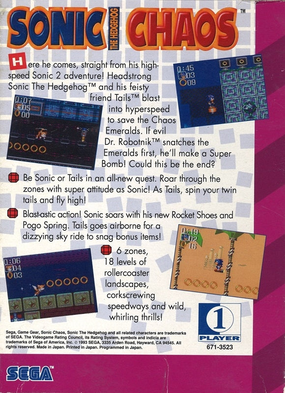 Sonic Chaos - back