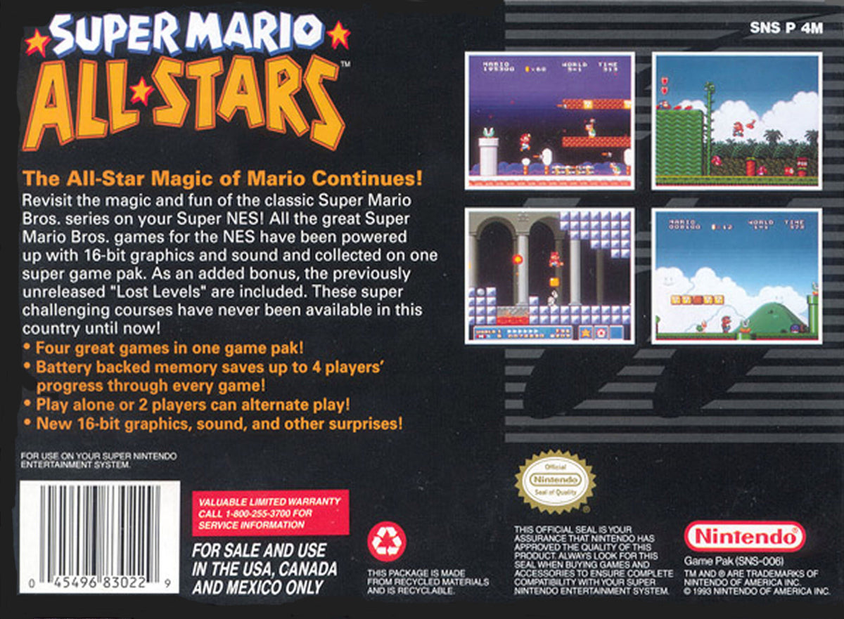Super Mario All-Stars - back