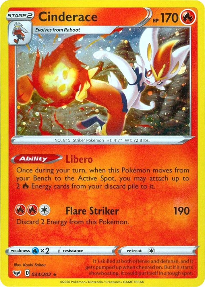 Cinderace - 034/202 (Cosmos Holo) - 034/202 (Holofoil) - NM - front
