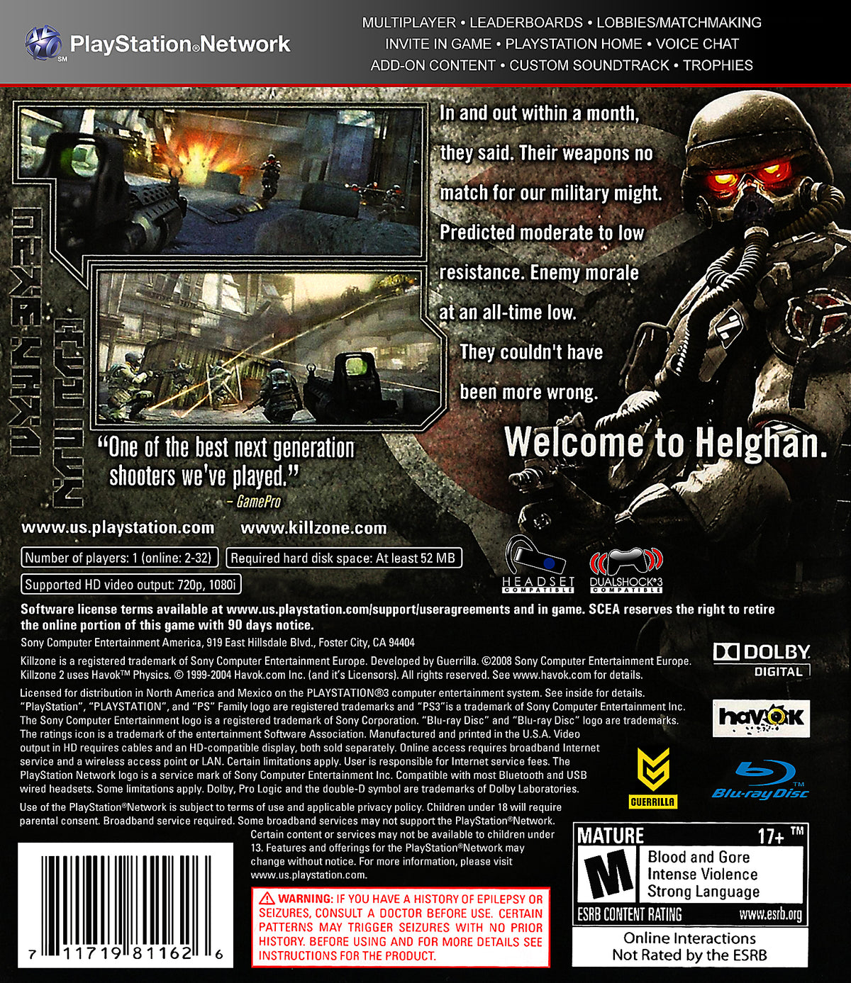Killzone 2 - back