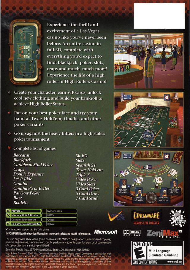 High Rollers Casino - back