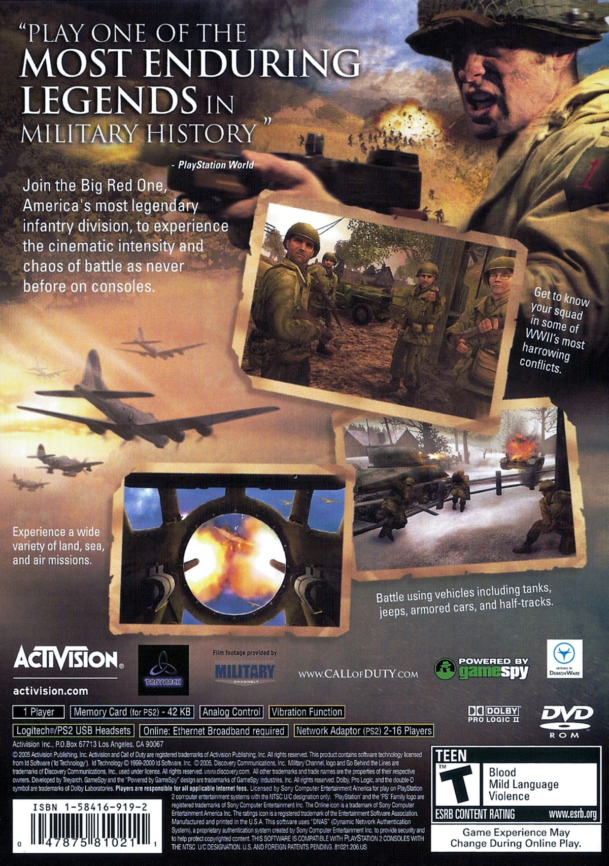 Call of Duty 2 Big Red One - back