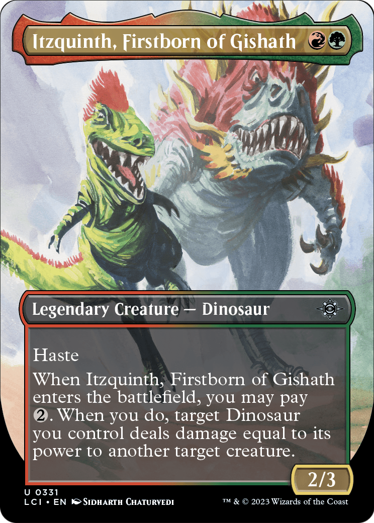 Itzquinth, Firstborn of Gishath (331) - BORDERLESS - FULL ART (Foil) - LP - front