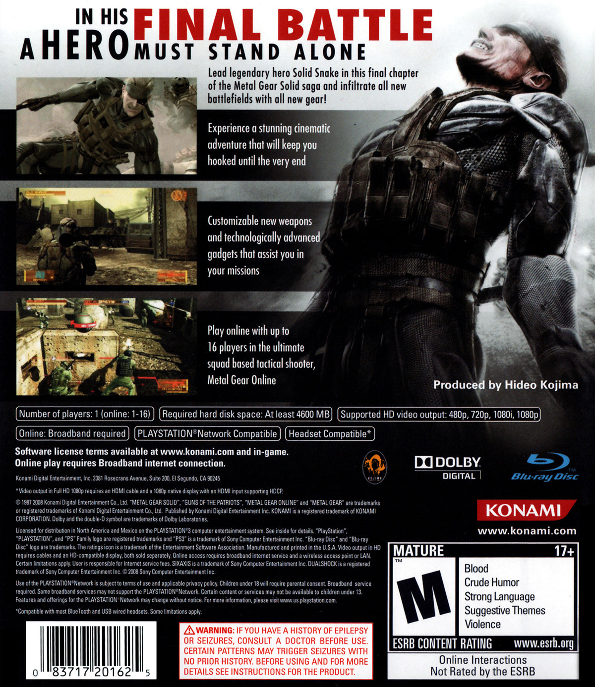 Metal Gear Solid 4 Guns of the Patriots - back