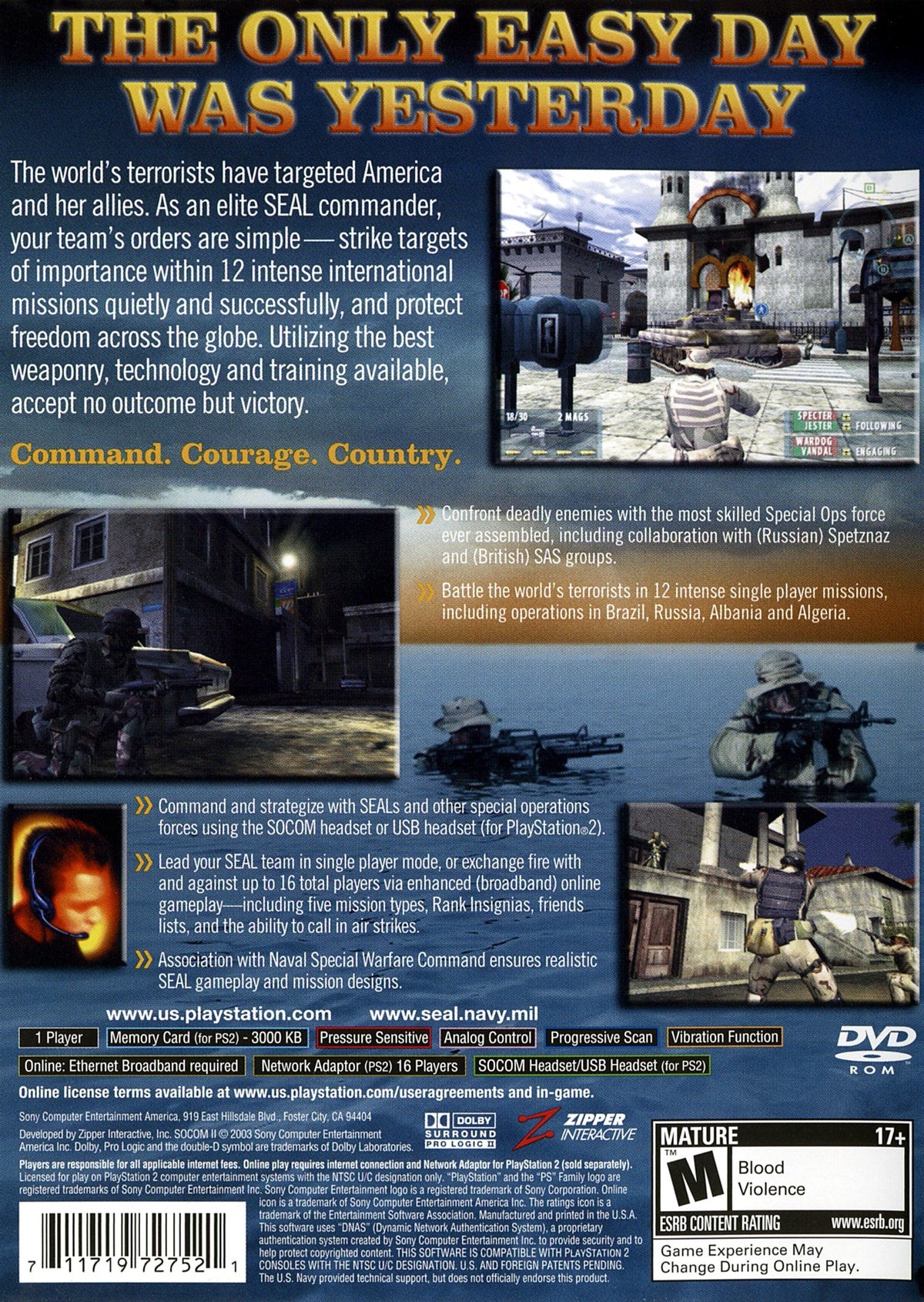 SOCOM II US Navy Seals - back