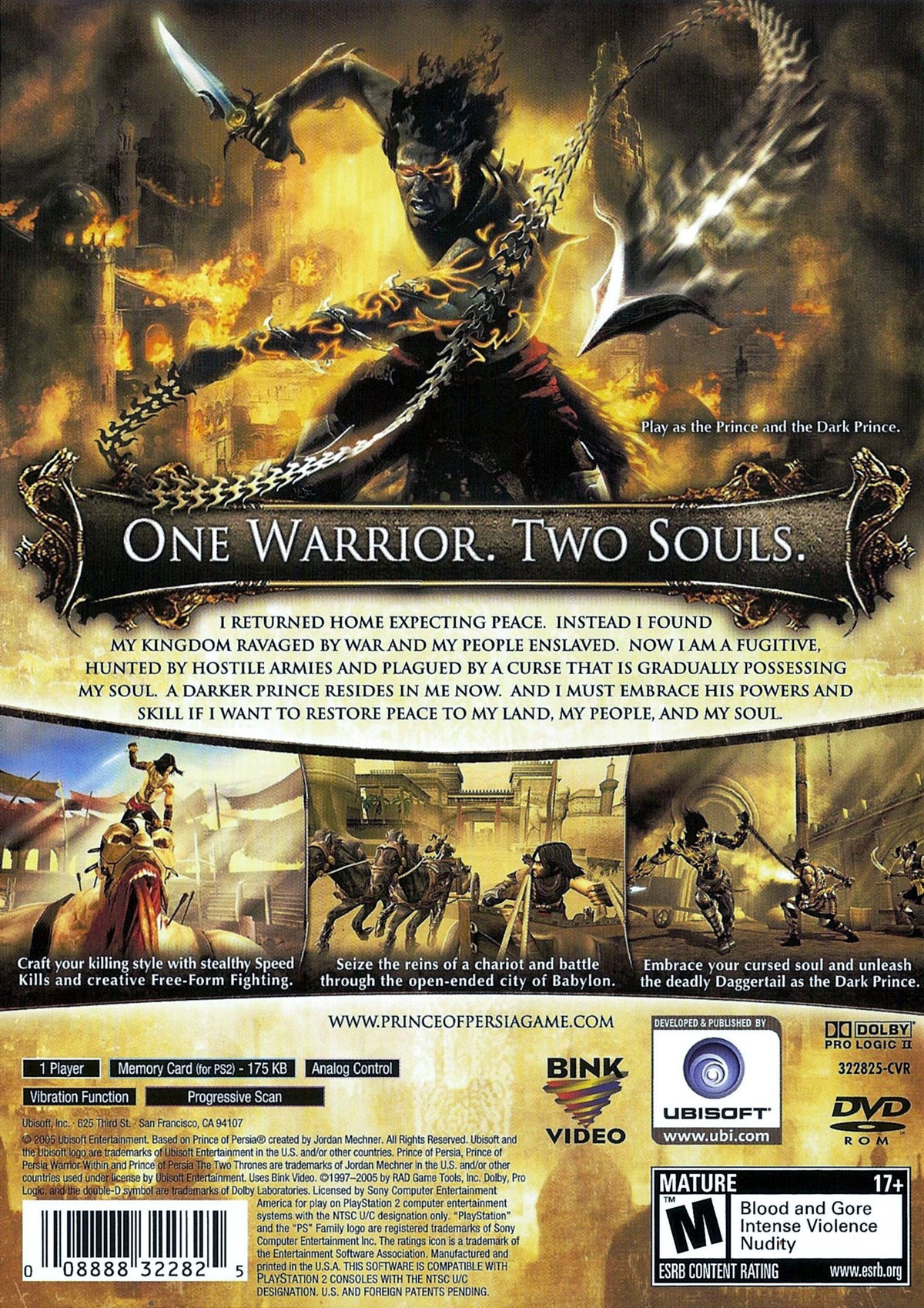 Prince of Persia Two Thrones - back