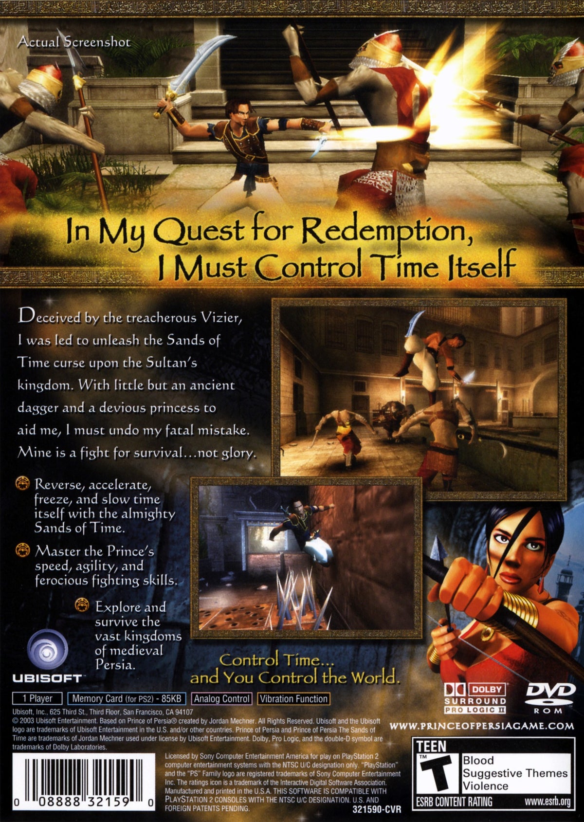 Prince of Persia Sands of Time - back