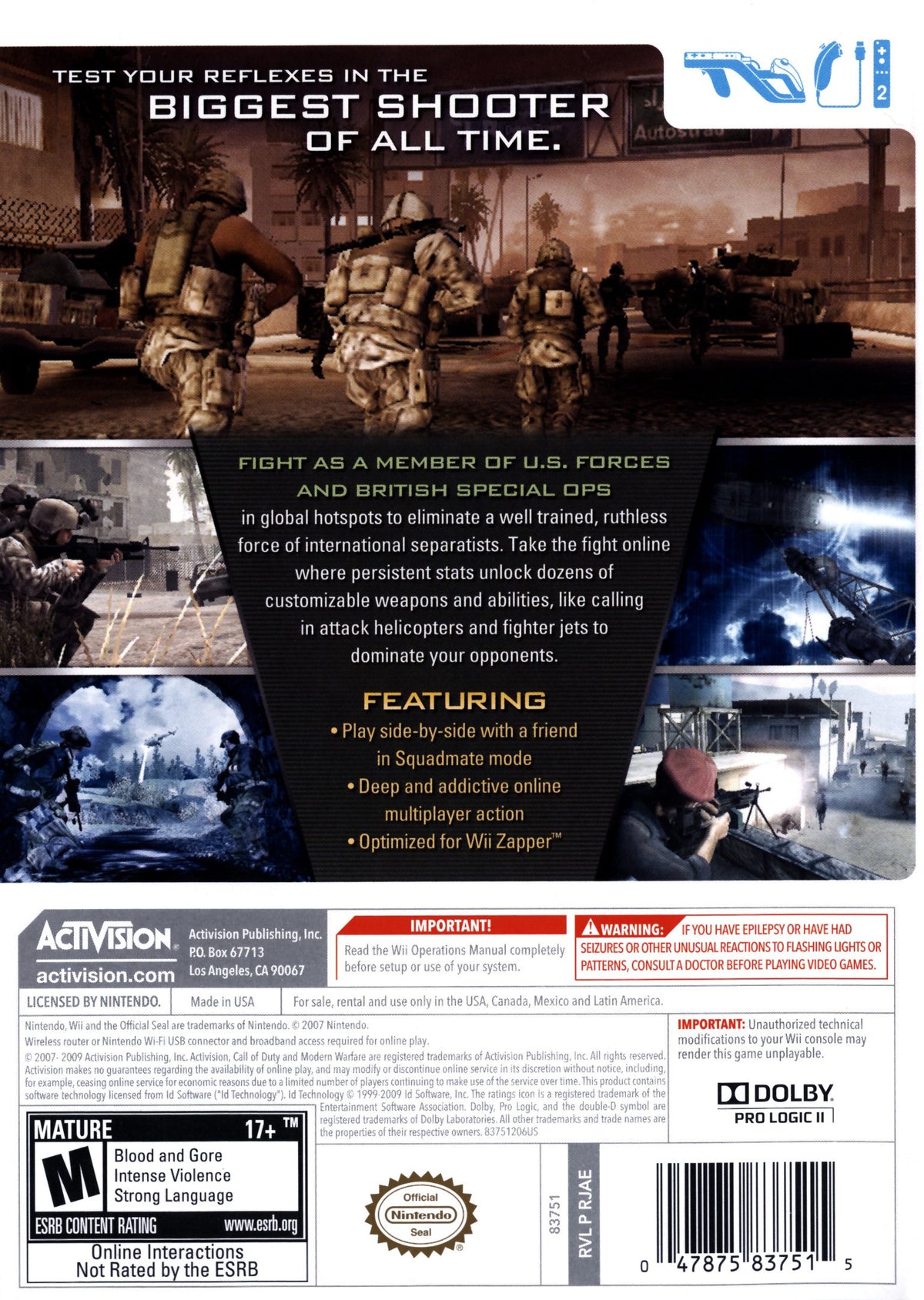 Call of Duty Modern Warfare Reflex - back
