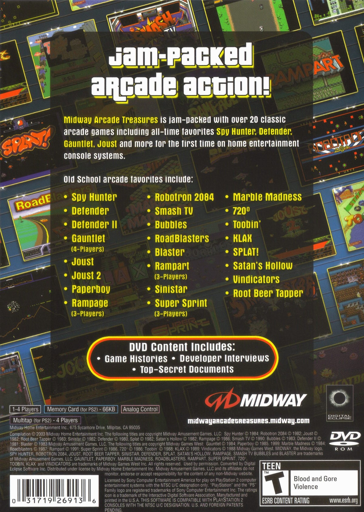 Midway Arcade Treasures - back