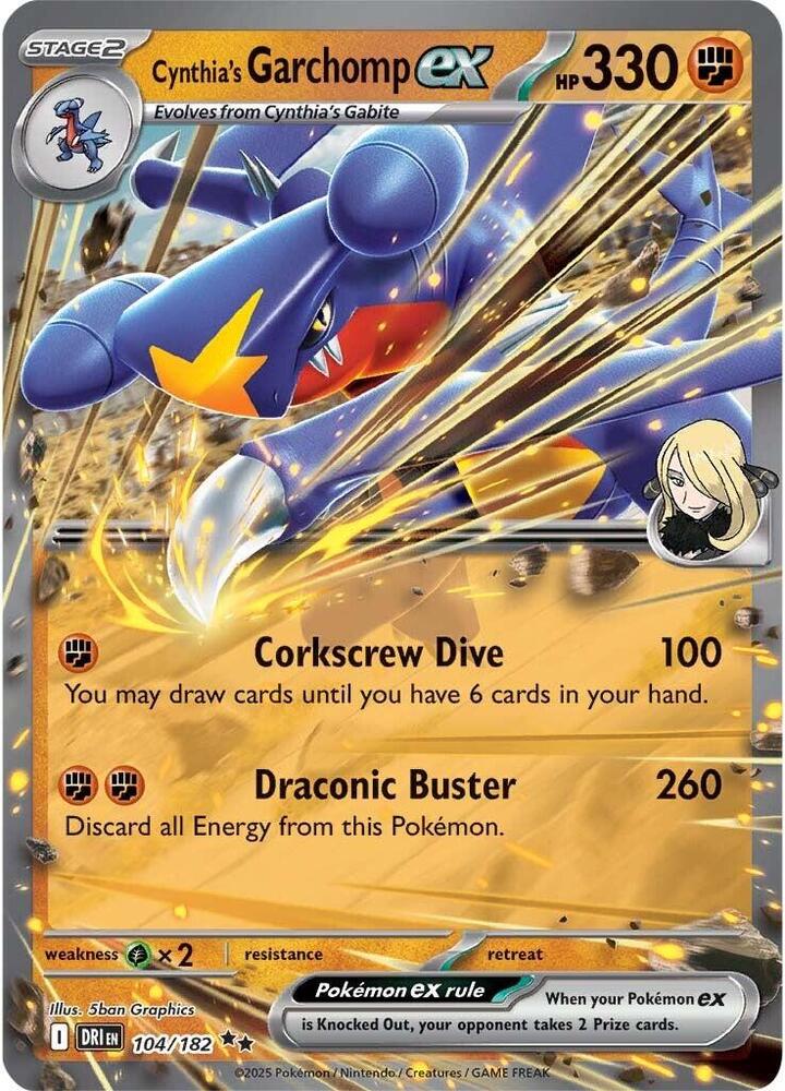 Cynthia's Garchomp ex - 104/182 (Holofoil) - NM - front