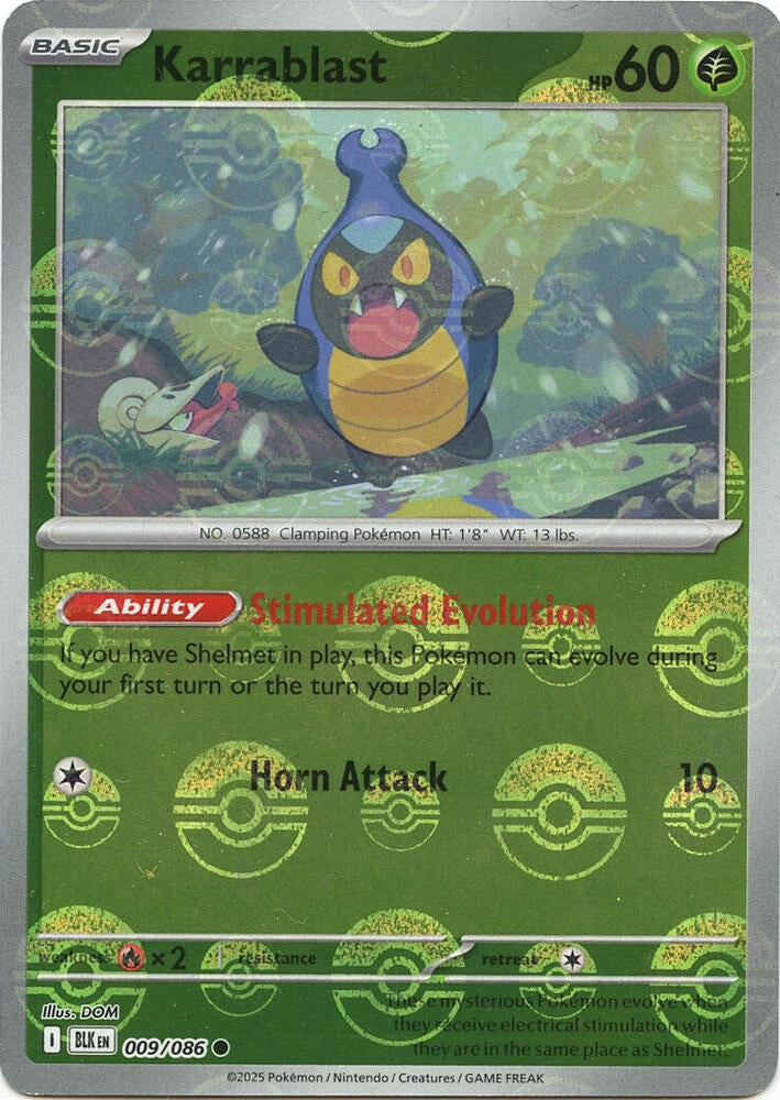 Karrablast (Poke Ball Pattern) - 009/086 (Holofoil) - NM - front