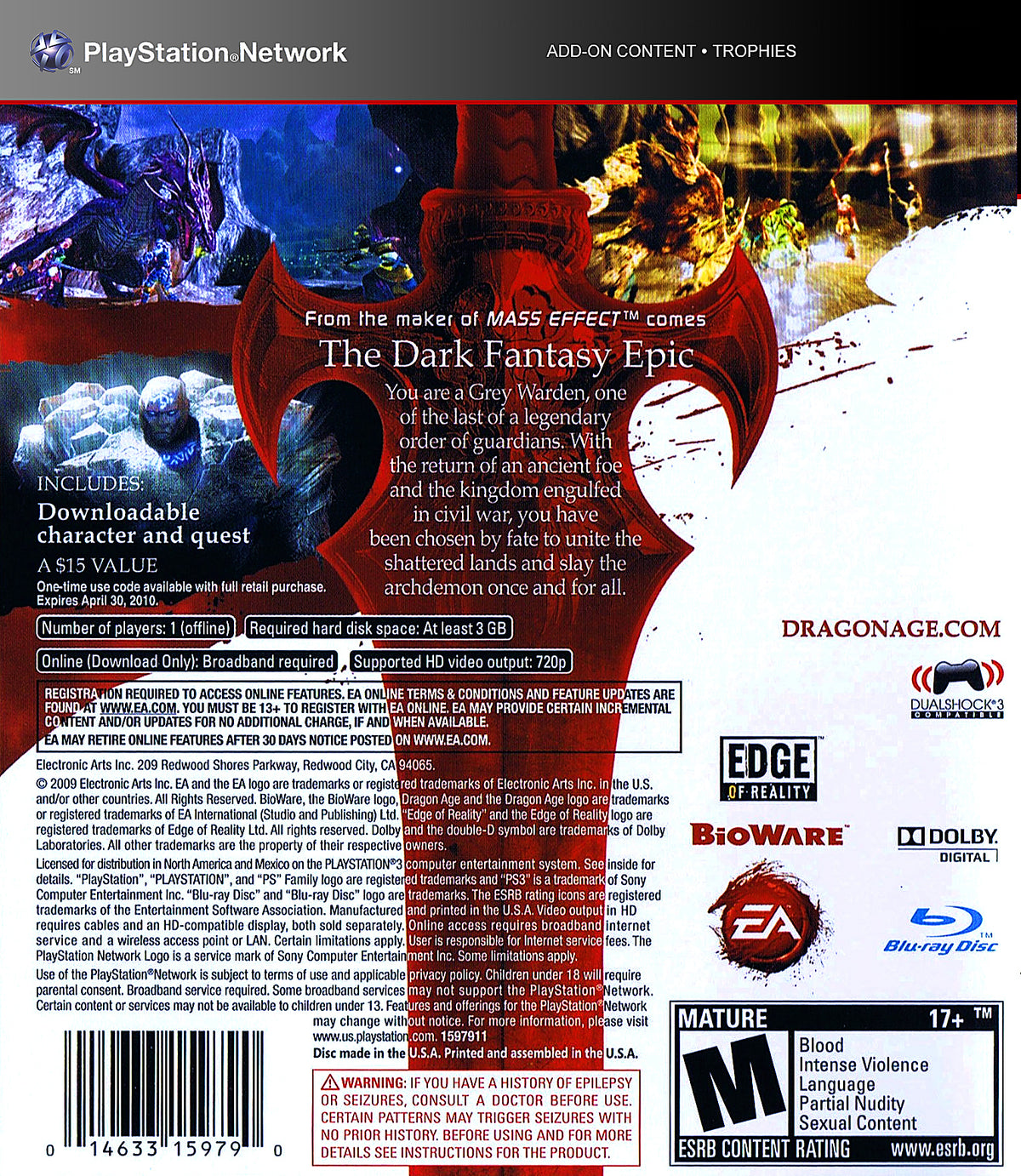 Dragon Age: Origins - back