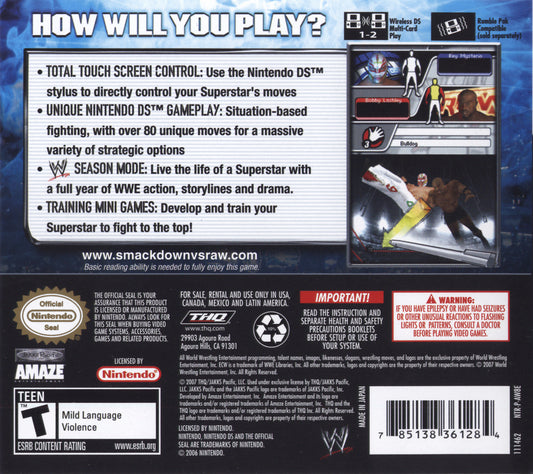 WWE Smackdown vs. Raw 2008 - back