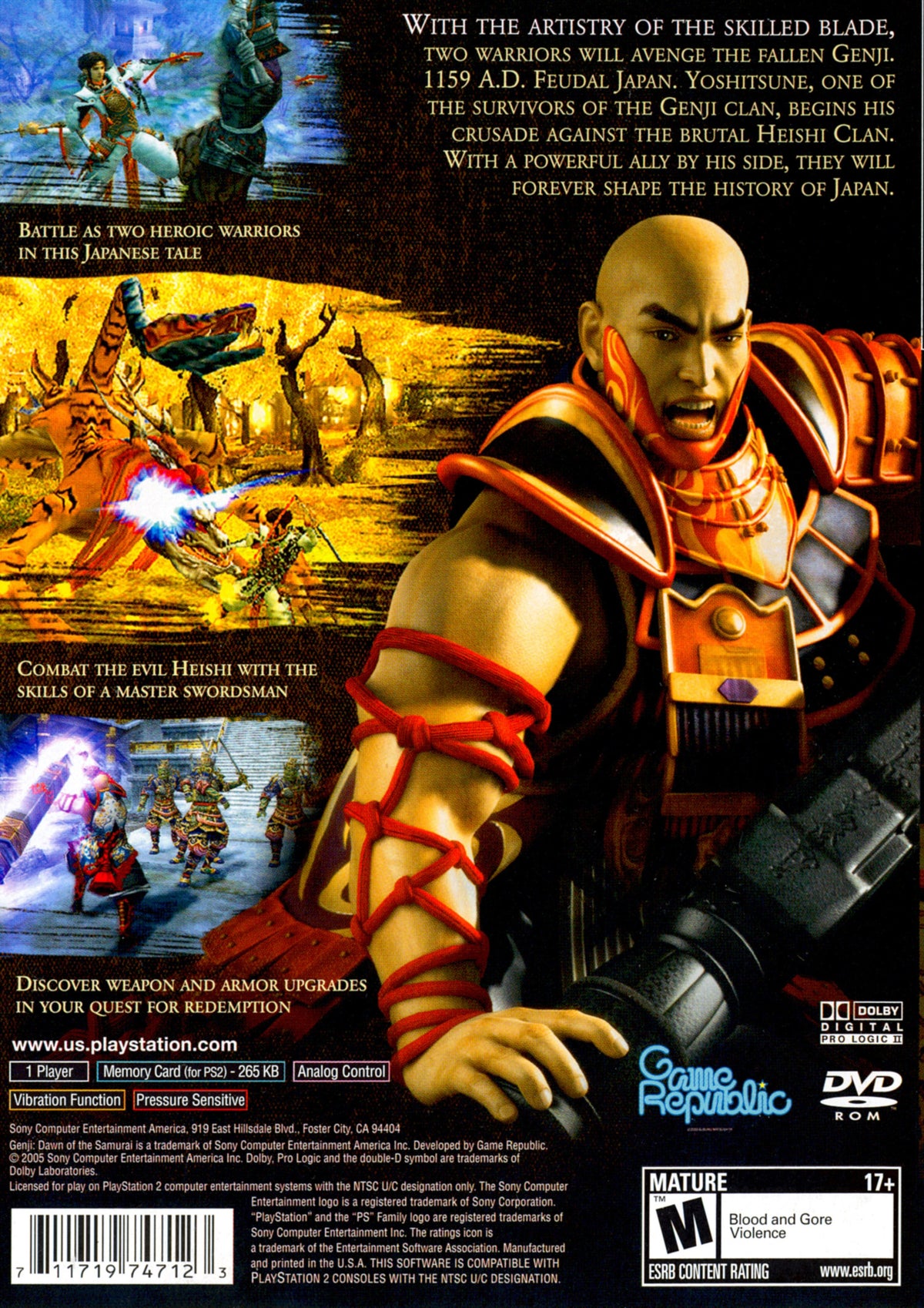 Genji Dawn of the Samurai - back