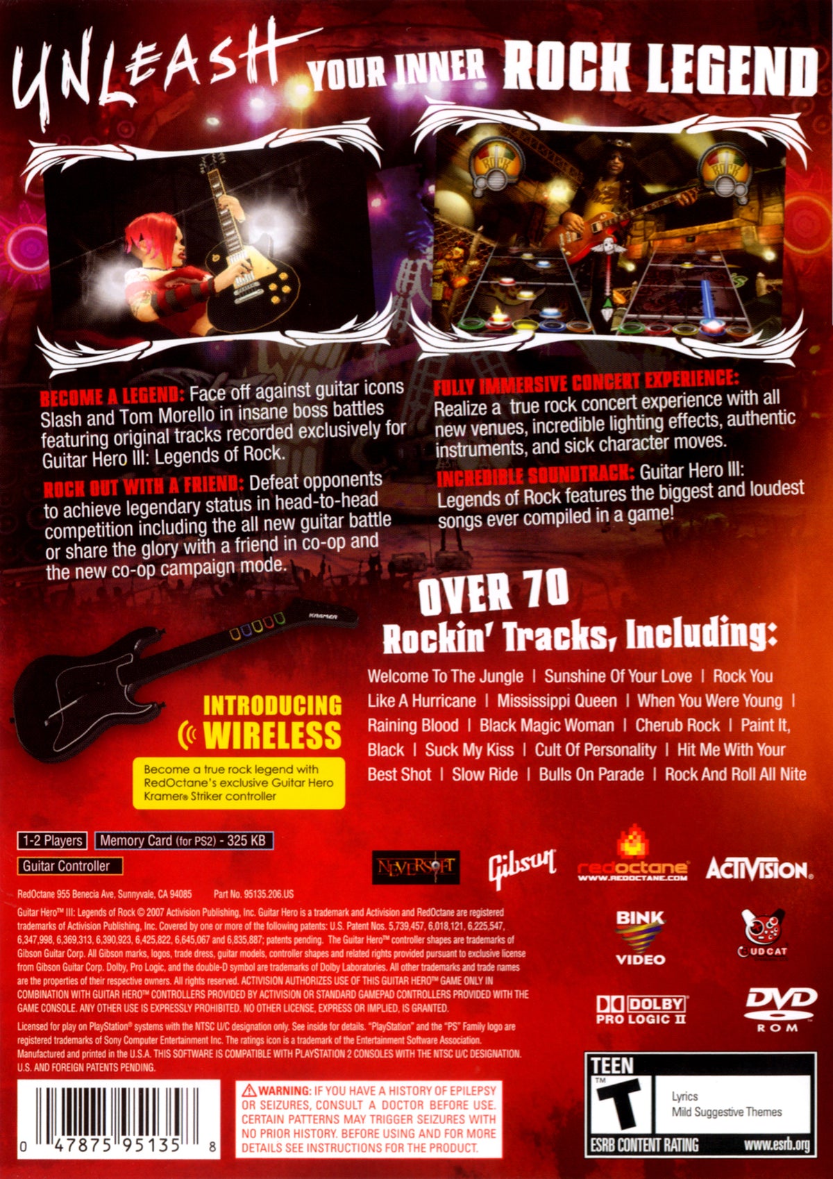 Guitar Hero III Legends of Rock - back