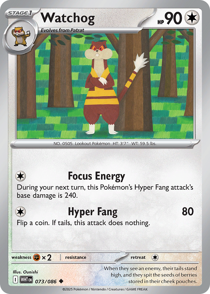 Watchog (Poke Ball Pattern) - 073/086 (Holofoil) - NM - front