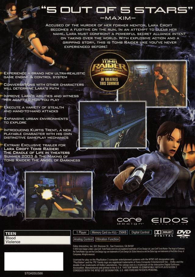 Tomb Raider Angel of Darkness - back