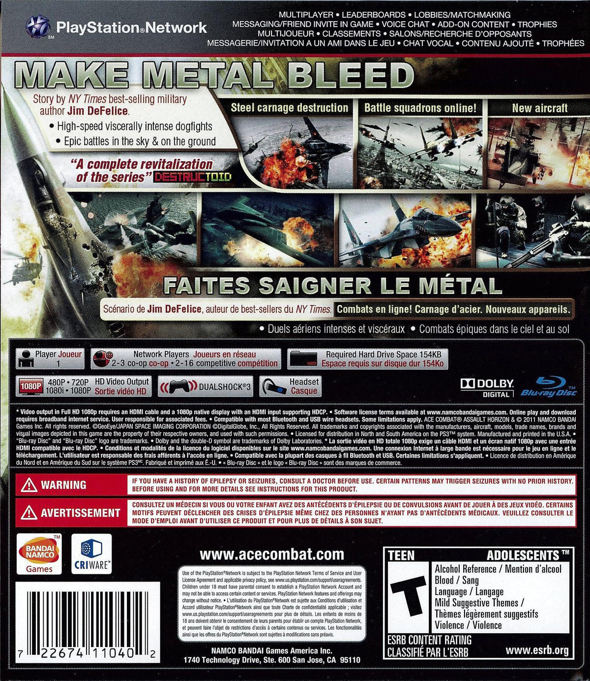 Ace Combat Assault Horizon - back