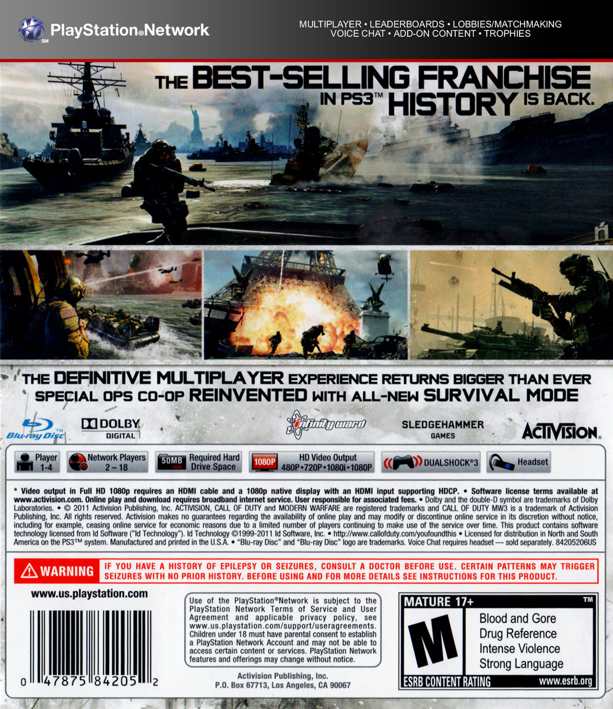 Call of Duty Modern Warfare 3 - back