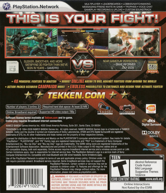 Tekken 6 - back