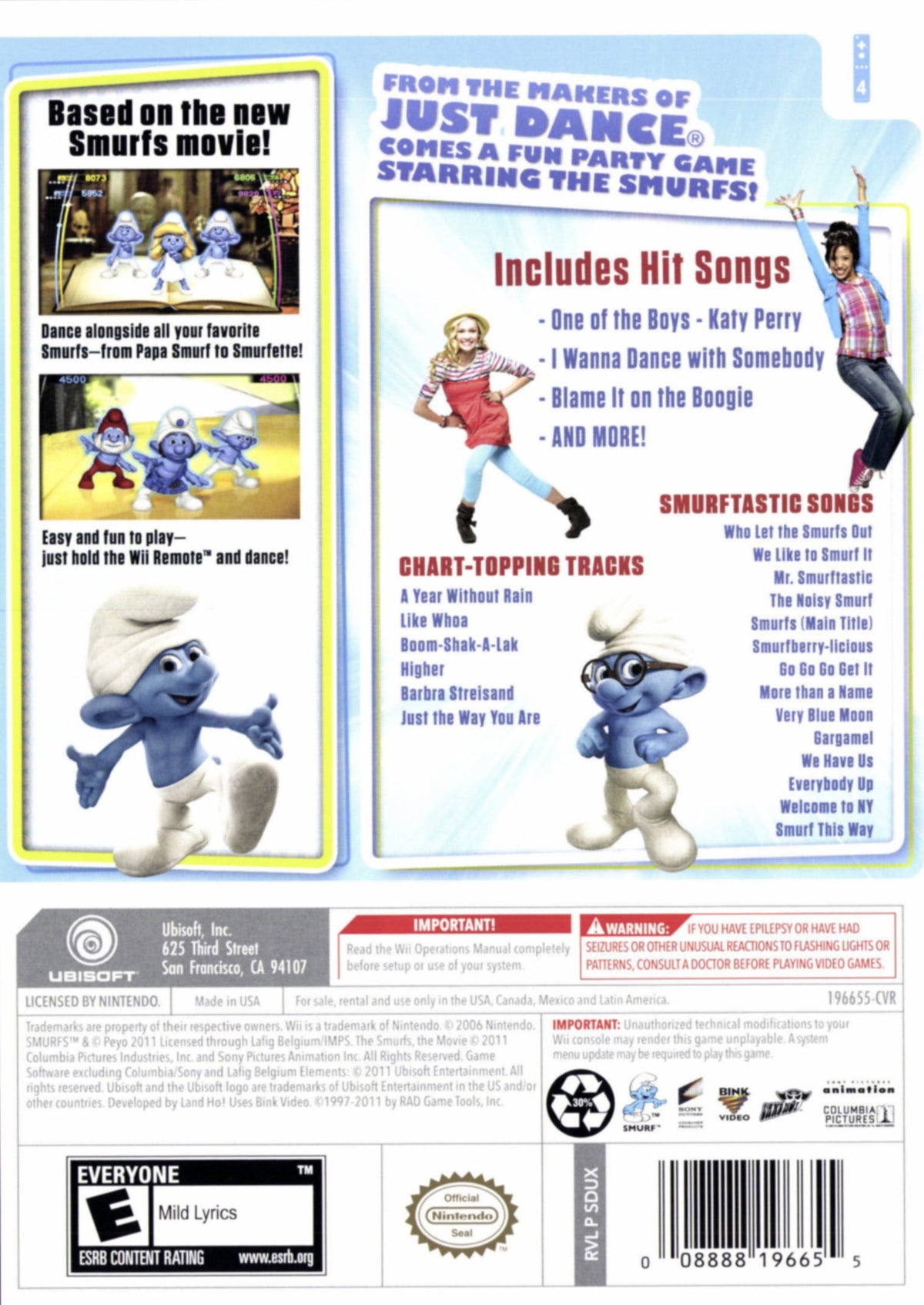 The Smurfs: Dance Party - back