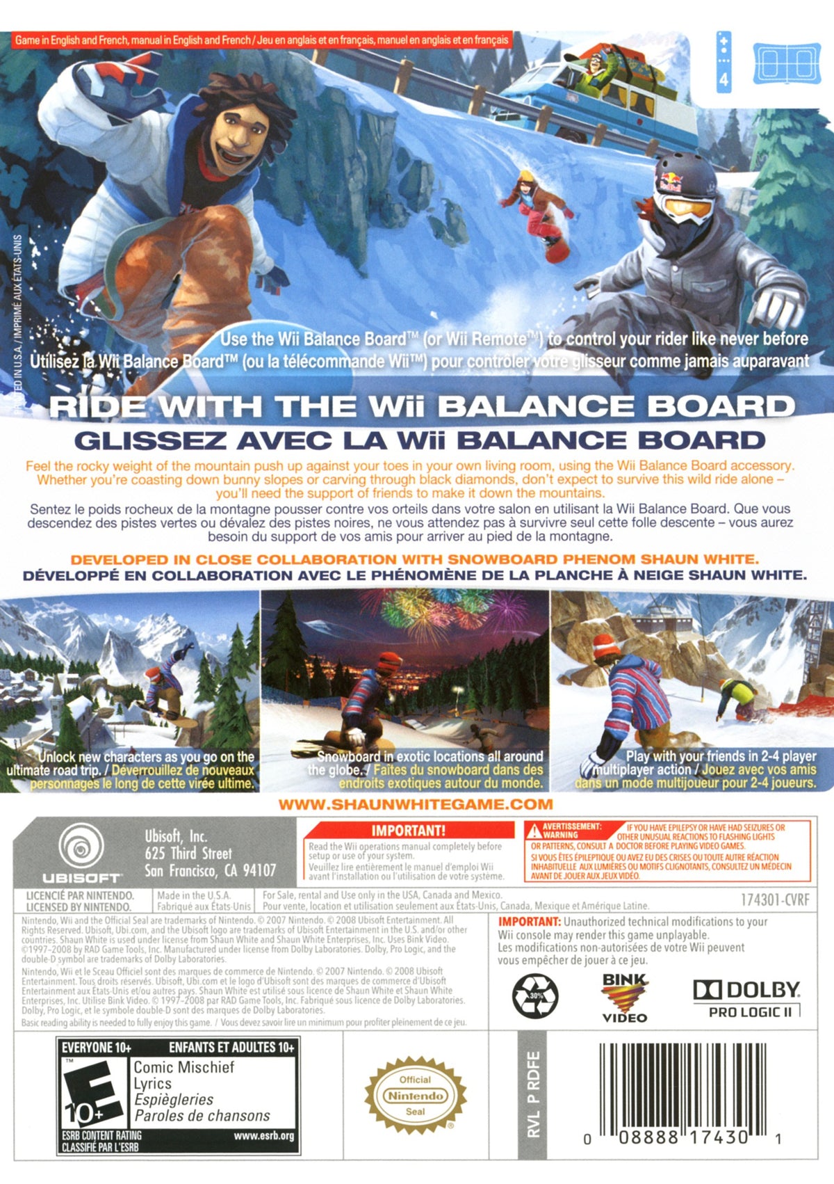 Shaun White Snowboarding Road Trip - back