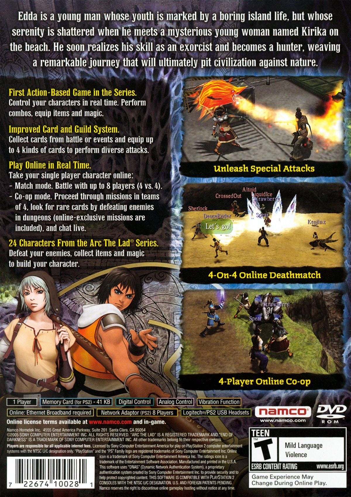 Arc the Lad End of Darkness - back