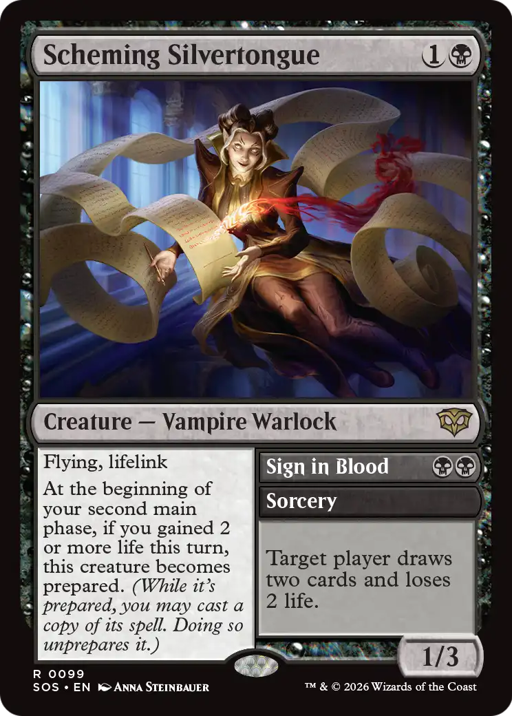 Scheming Silvertongue // Sign in Blood (99) (Foil) - NM - front