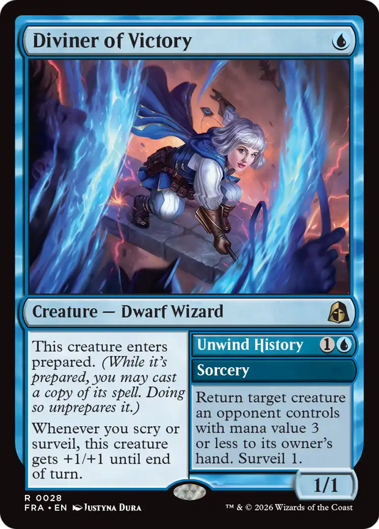 Diviner of Victory // Unwind History (28) (Foil) - NM - front