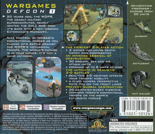 War Games Defcon 1 - back