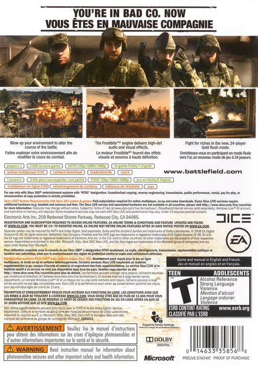 Battlefield: Bad Company - back