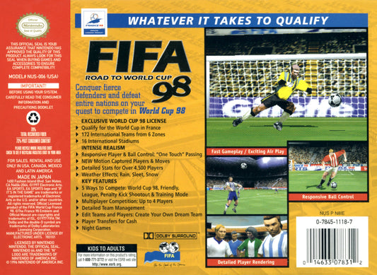 FIFA Road to World Cup 98 - back
