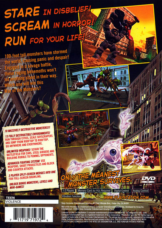War of the Monsters - back