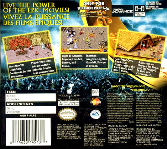 Lord of the Rings Two Towers - back