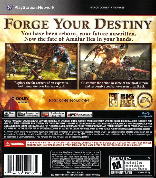 Kingdoms Of Amalur Reckoning - back