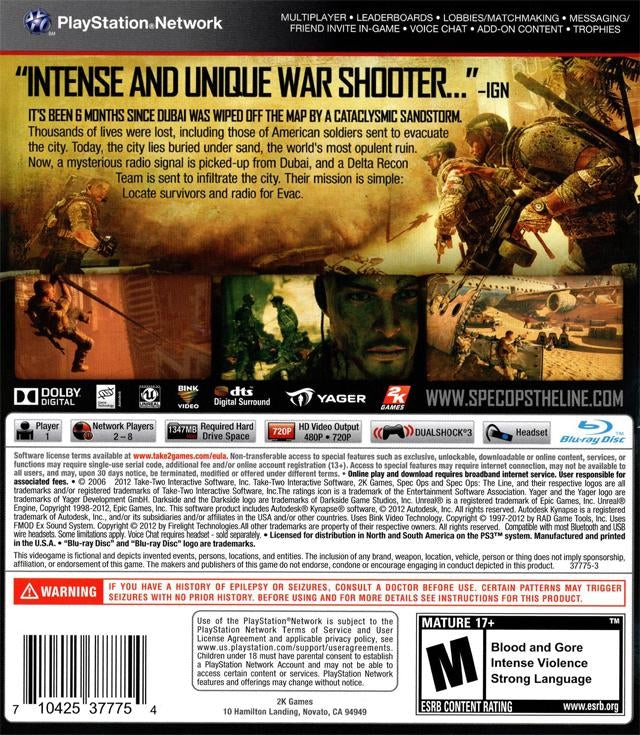 Spec Ops The Line [Premium Edition] - back