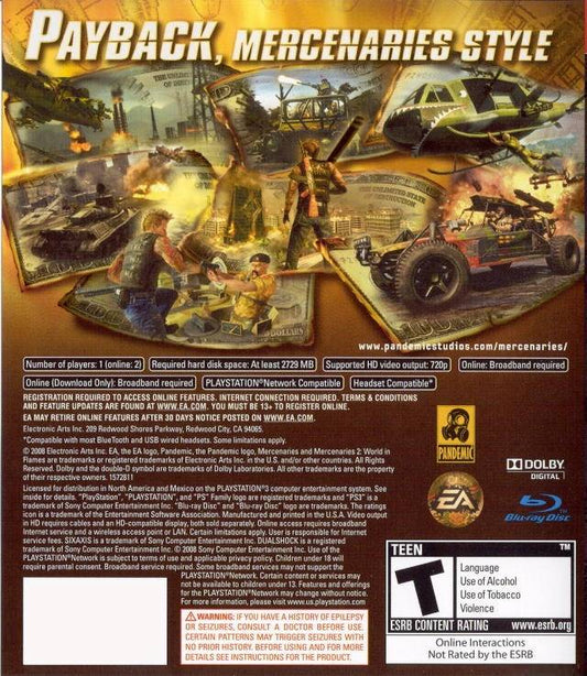 Mercenaries 2 World in Flames - back