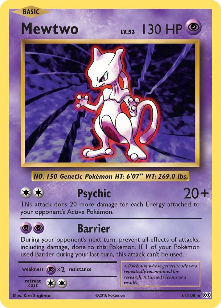 Mewtwo - 51/108 (Reverse Holofoil) - LP - front