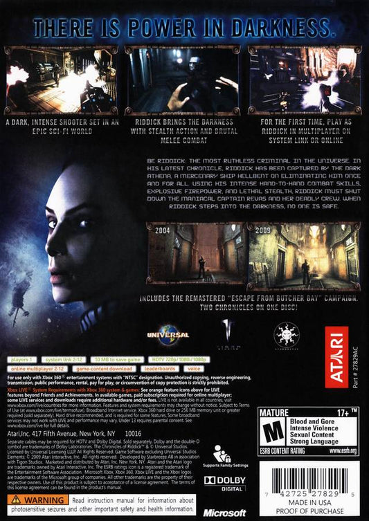 Chronicles of Riddick: Assault on Dark Athena - back