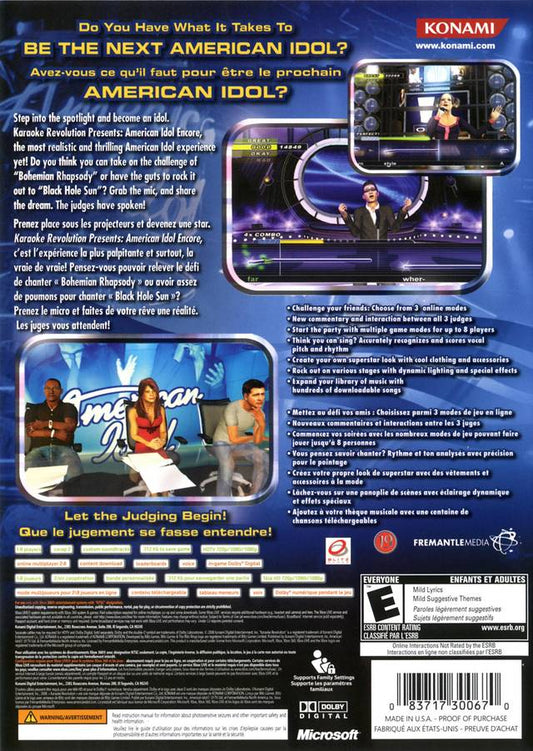 Karaoke Revolution Presents American Idol Encore - back
