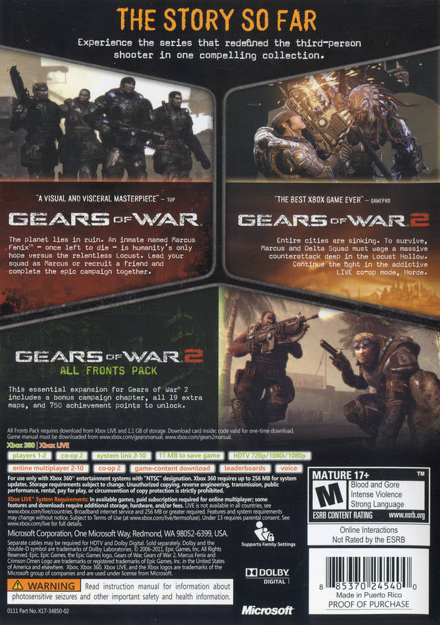 Gears of War Triple Pack - back