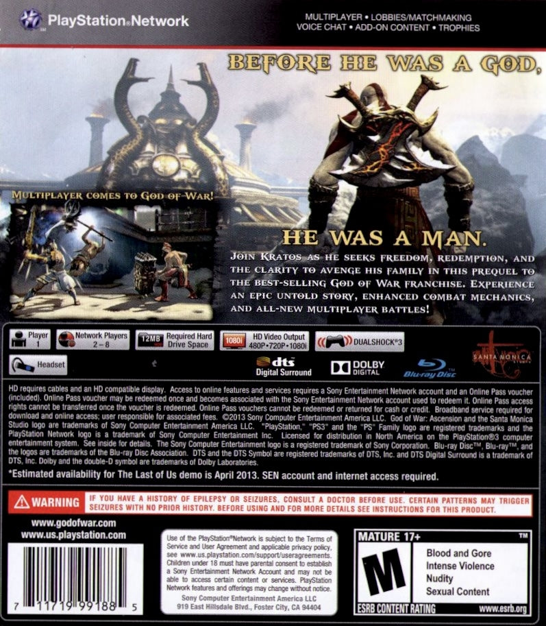 God of War Ascension - back