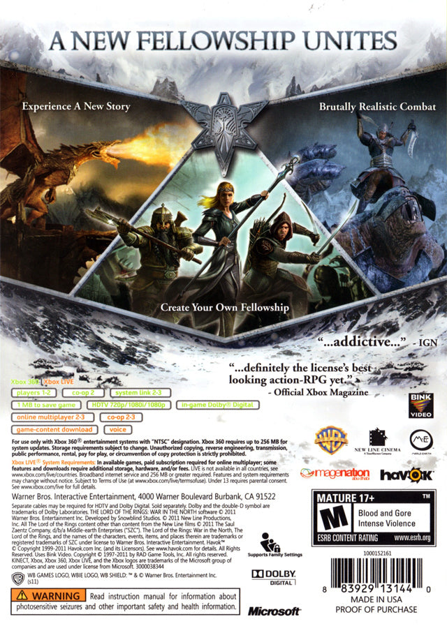 Lord Of The Rings: War In The North - back