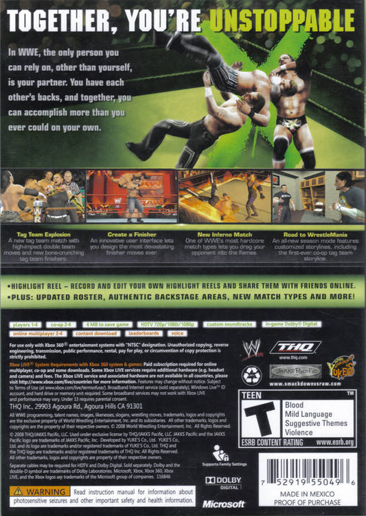 WWE Smackdown vs. Raw 2009 - back