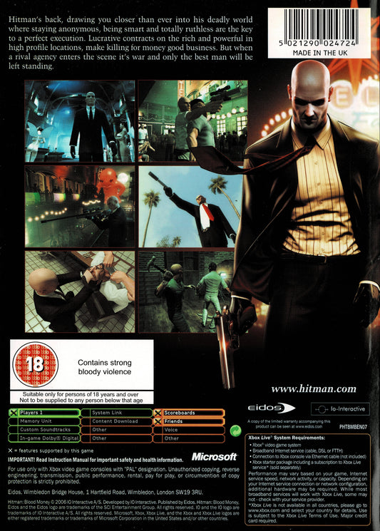 Hitman Blood Money - back