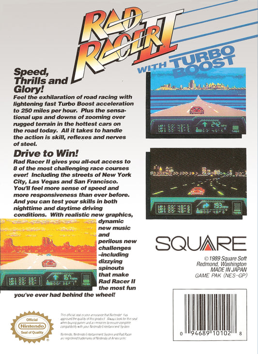 Rad Racer II - back