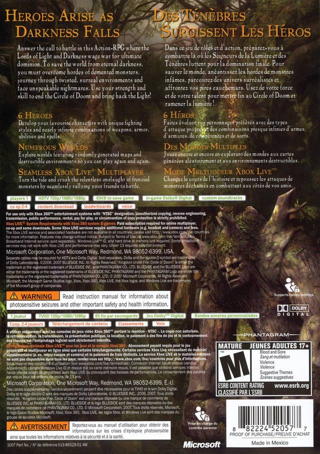 Kingdom Under Fire Circle of Doom - back
